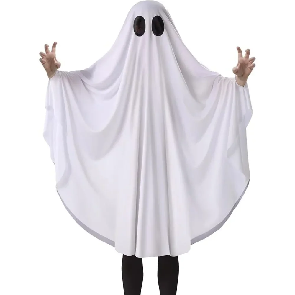 👻 Spooktacular White Ghost Halloween Costume Kids Toddler Soft Robe 3-4T